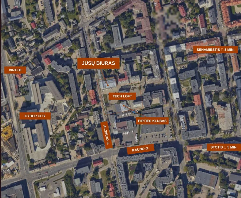 Žemėlapis: Tech Loft ir kaimynystė Naujamiestyje
